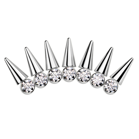 Threadless silber sieben Kristalle silber mit Cones