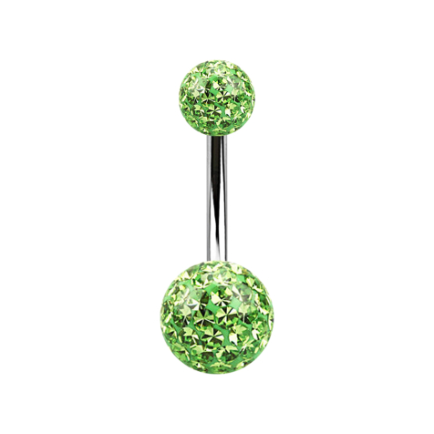 Banana silver with two crystal balls light green Epoxy protective layer