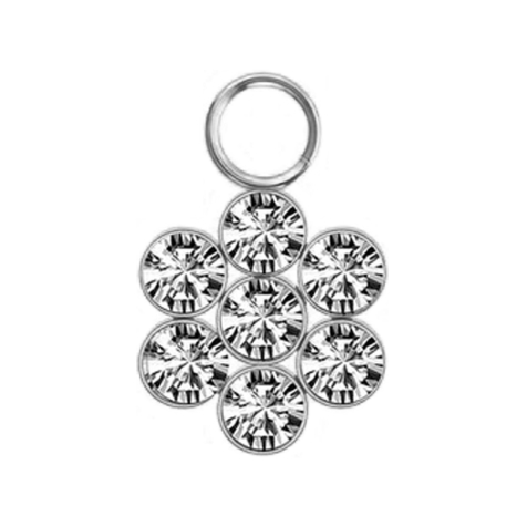 Anhänger silber Blume sieben Kristalle silber