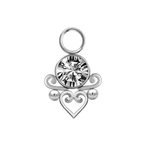 Pendentif argent cristal argent cœur filigrane