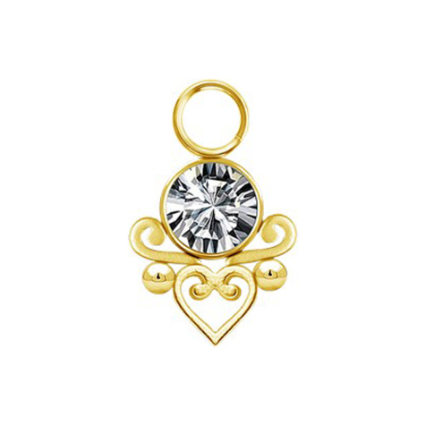 Pendentif doré cristal argent coeur filigrane