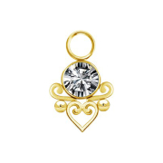 Pendentif doré cristal argent coeur filigrane