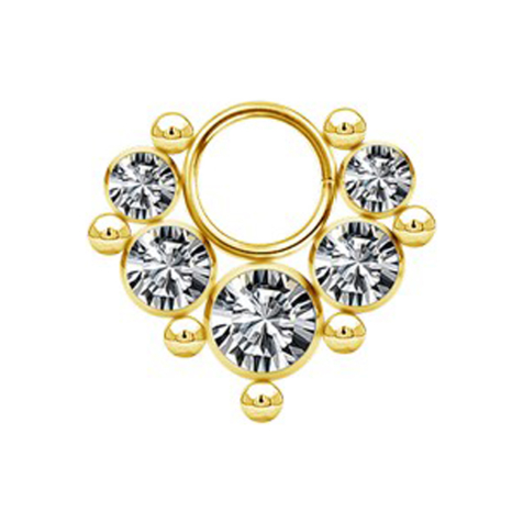 Gold-plated pendant with five silver crystals and seven spheres