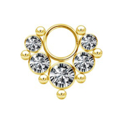 Gold-plated pendant with five silver crystals and seven...