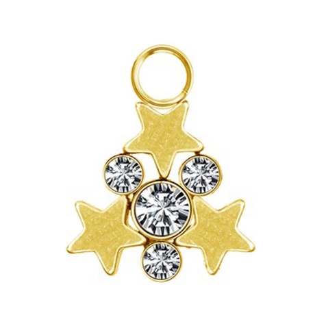 Pendentif doré quatre cristaux argent avec trois étoiles