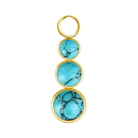 Pendentif doré trois pierres de turquoise