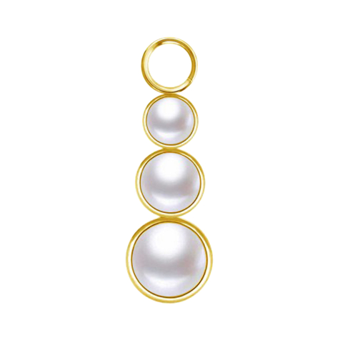 Pendentif doré trois perles blanches