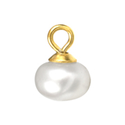 Pendentif doré une perle blanche