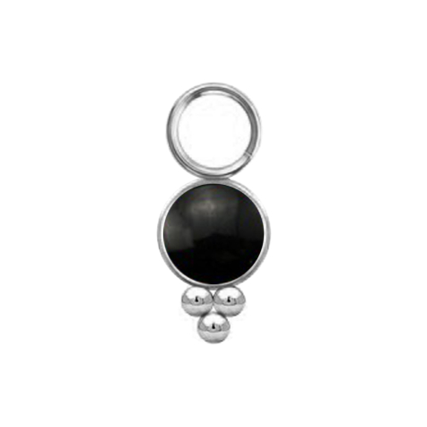 Pendentif argent pierre donyx noire avec boules