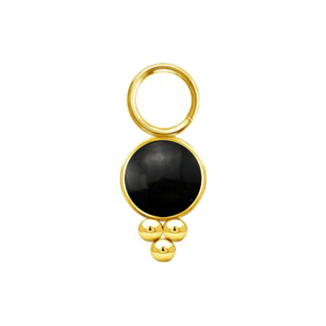 Pendentif doré pierre donyx noire avec boules
