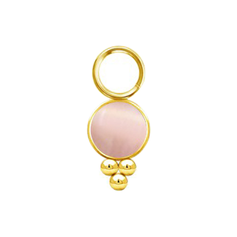 Pendentif doré rose pierre œil de chat avec boules
