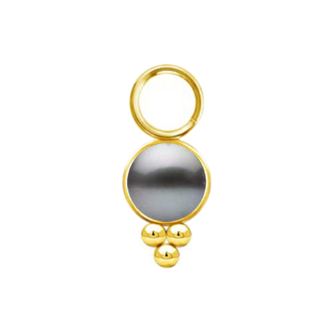 Pendentif doré perle noire avec boules