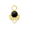 Pendant gold-plated black onyx stone filigree heart