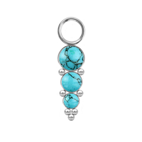 Pendant silver three turquoise stones with spheres