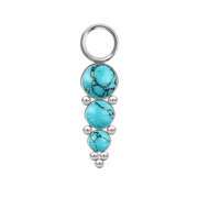 Pendant silver three turquoise stones with spheres