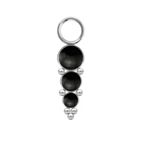 Ciondolo in argento con tre pietre di onice nera e sfere
