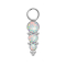 Pendant silver three opals white with beads