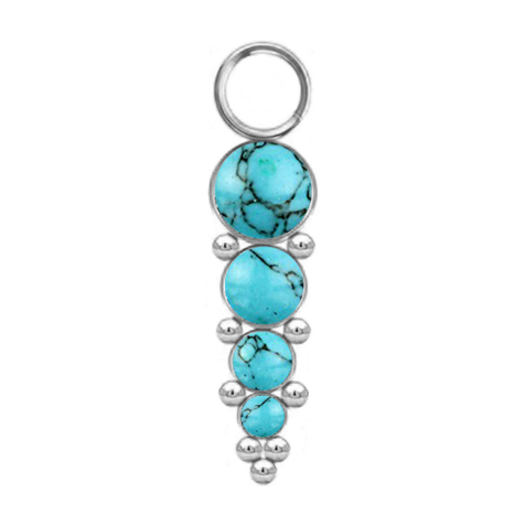 Ciondolo in argento con quattro pietre turchesi e sfere