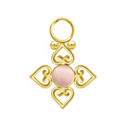 Anhänger vergoldet pinker Katzenauge Stein vier...