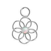 Pendentif argent opale blanche Fleur de vie