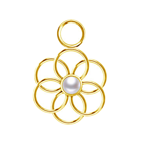 Gold-plated pearl pendant white flower of life