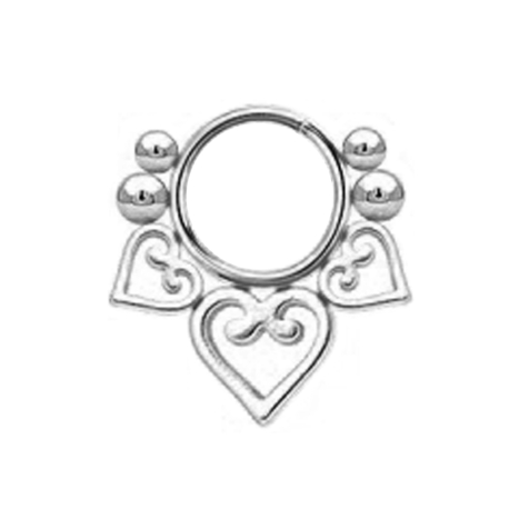 Ciondolo in argento tre cuori in filigrana quattro sfere