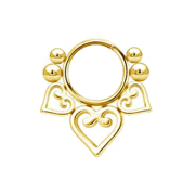 Ciondolo placcato oro tre cuori in filigrana quattro sfere