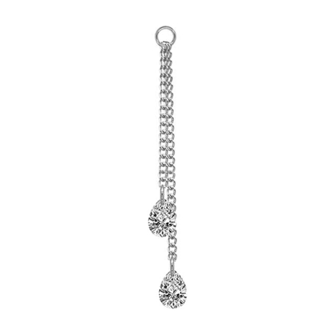 Pendentif argent deux chaînes avec pendentif goutte de cristal argenté