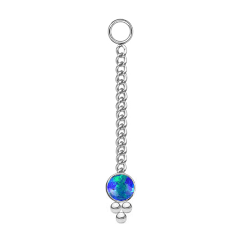 Collana in argento con ciondolo blu opale a tre sfere