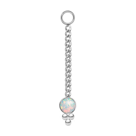Pendant silver necklace with pendant opal white three balls
