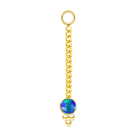 Gold-plated pendant Necklace with pendant opal blue three spheres