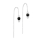 Stud earrings silver free-falling chain black onyx stone three spheres