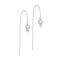 Stud earrings silver free-falling chain opal white three spheres