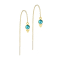 Stud earrings gold-plated free-falling chain turquoise stone three spheres