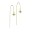 Gold-plated stud earrings free-falling chain turquoise stone four filigree hearts