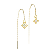 Gold-plated stud earrings free-falling chain pearl white...