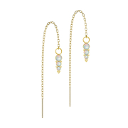 Ohrstecker vergoldet freifallende Kette drei Opale weiss...