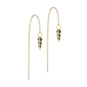 Ohrstecker vergoldet freifallende Kette drei Perle...