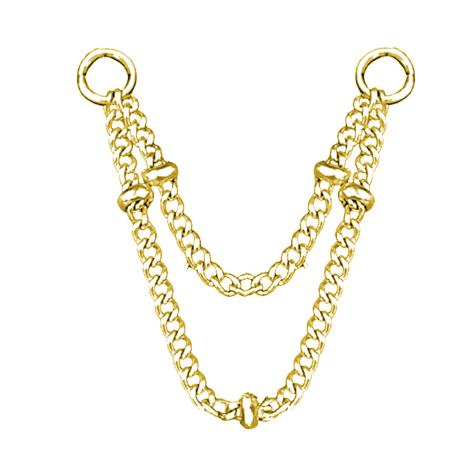 Chaîne de liaison Basic double cinq anneaux dorés