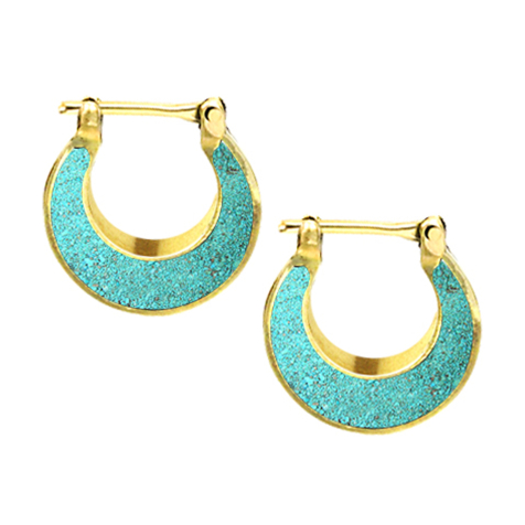 Gold-plated basic earring with turquoise stone