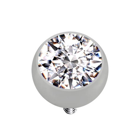 Dermal Anchor boule argentée avec cristal argenté