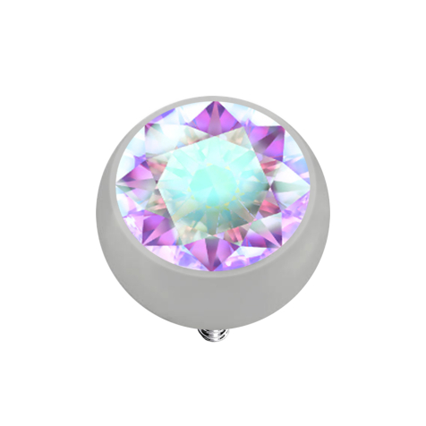 Dermal Anchor Boule argentée avec cristal multicolore