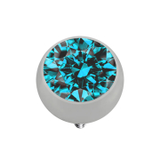Dermal Anchor Boule argentée avec cristal aqua
