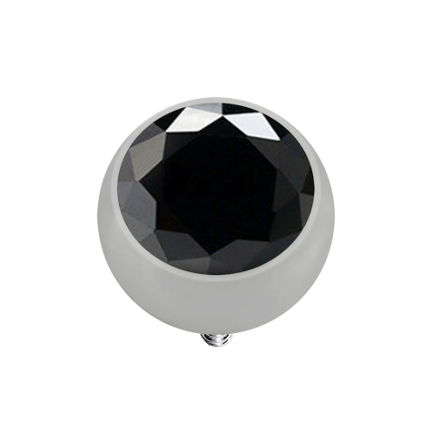 Dermal Anchor boule argentée avec cristal noir