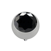 Dermal Anchor boule argentée avec cristal noir