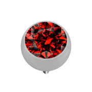Dermal Anchor boule argentée avec cristal rouge