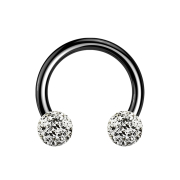 Micro Circular Barbell black with two crystal balls...