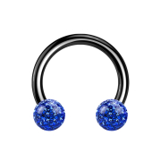 Micro Circular Barbell black with two crystal balls dark...