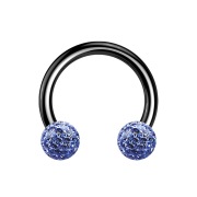 Micro Circular Barbell black with two crystal balls light...