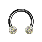 Micro Circular Barbell black with two crystal balls...